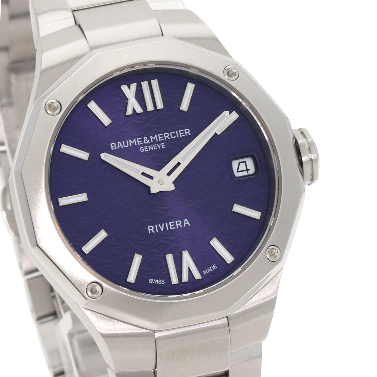 Baume & Mercier Watches Quartz Moa10728 Stainless Steel Silver Riviera Purple Dial