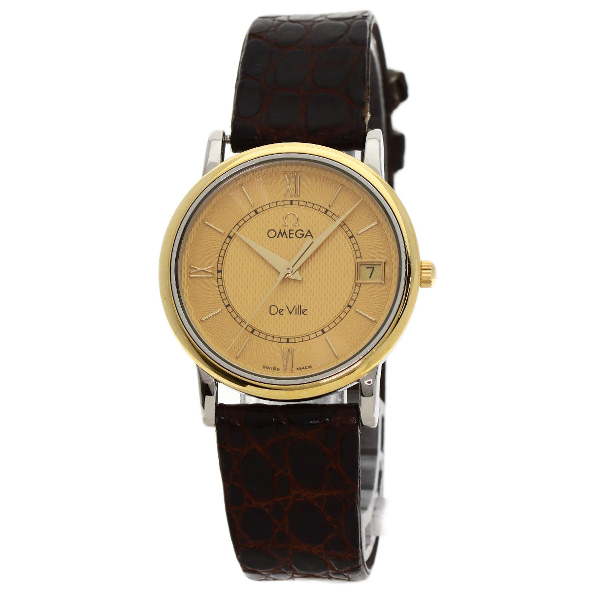 Omega Watches Quartz Gold Plated Gold De Ville Prestige Champagne Gold Dial