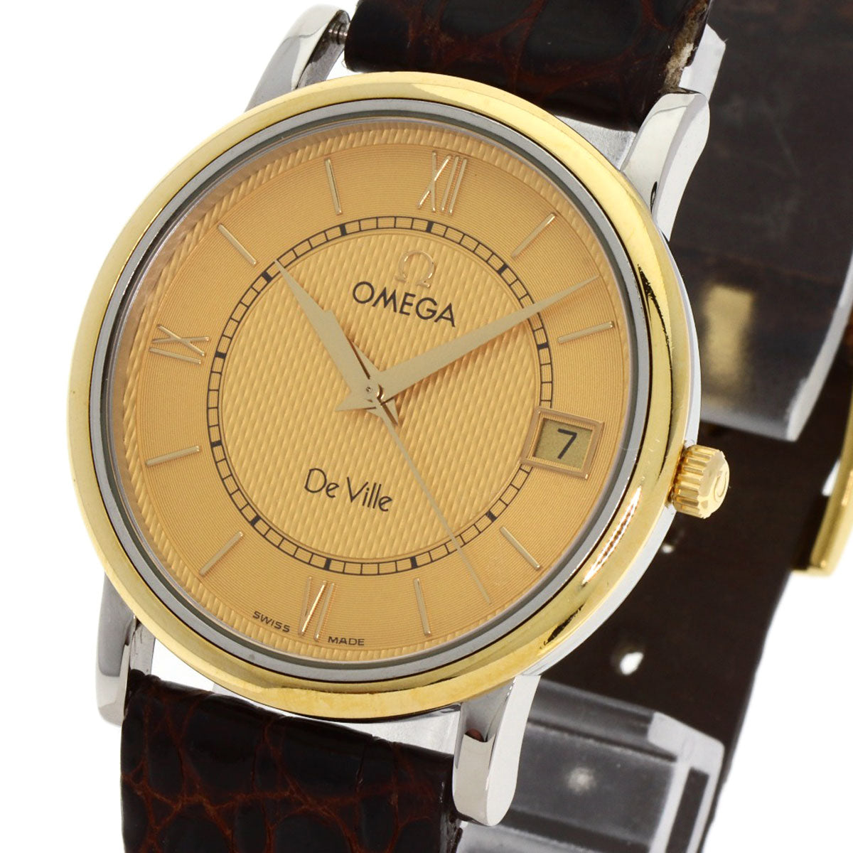 Omega Watches Quartz Gold Plated Gold De Ville Prestige Champagne Gold Dial
