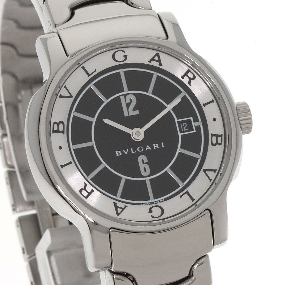 Bvlgari Watches Quartz St29Bssd Stainless Steel Silver Solo Tempo Black Dial