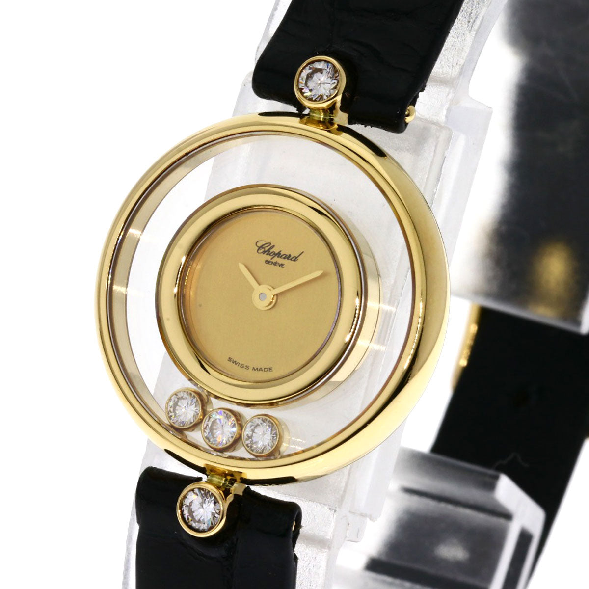 Chopard Watches Quartz 20/3929 18K Yellow Gold Gold Happy Diamond Gold Dial