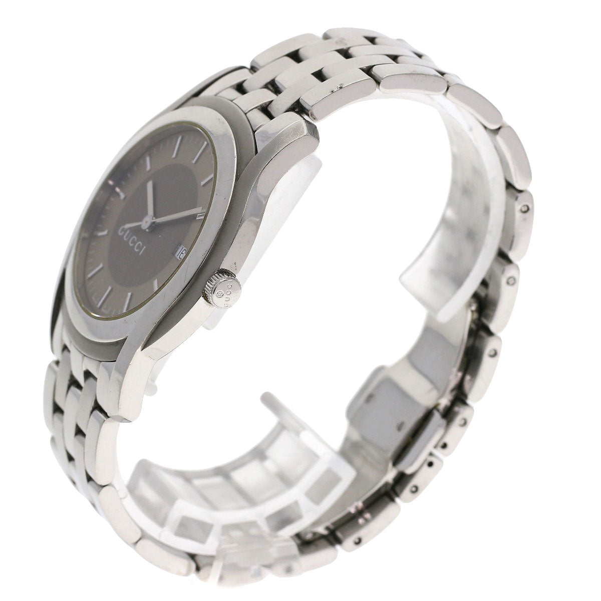 Gucci Watches Quartz 5500Xl Stainless Steel Silver Round Face Brown Dial