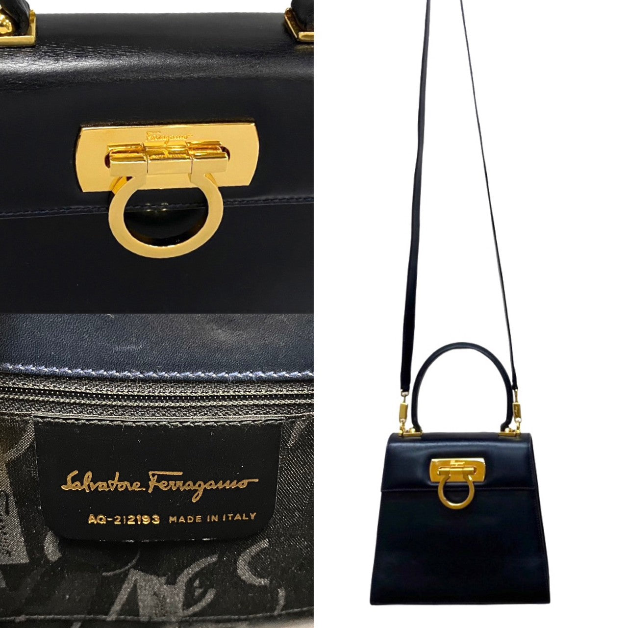 Salvatore Ferragamo Shoulder Bag Calfskin, Leather Black Gancini Women