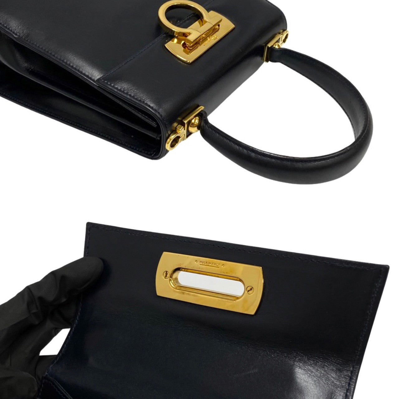 Salvatore Ferragamo Shoulder Bag Calfskin, Leather Black Gancini Women