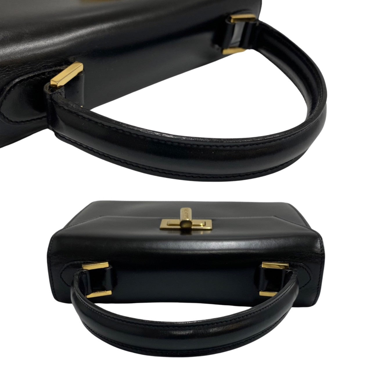 Celine Shoulder Bag Calfskin, Leather Black Logo Turn Lock Women