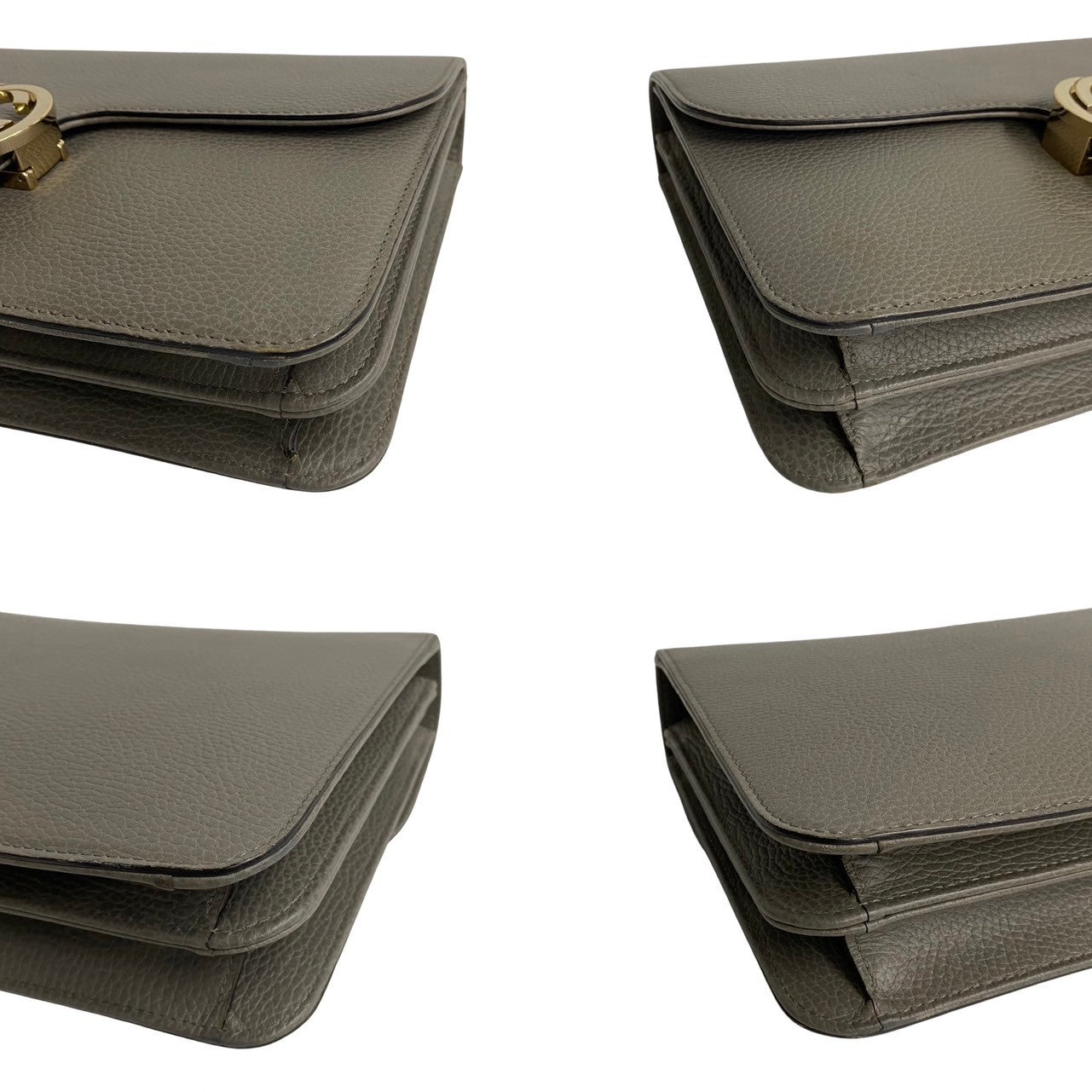 Gucci Shoulder Bag Leather Gray Interlocking Women