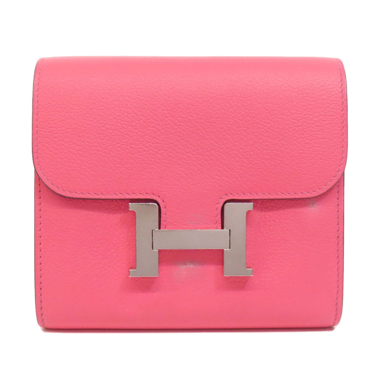 Hermes Bifold Wallet Vaugham Pink Constance Compact Silvermetal Women