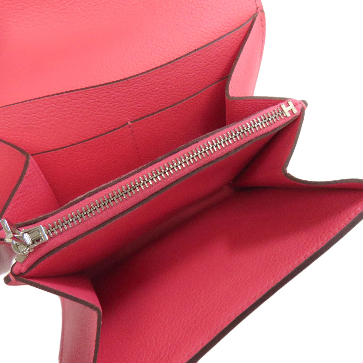 Hermes Bifold Wallet Vaugham Pink Constance Compact Silvermetal Women