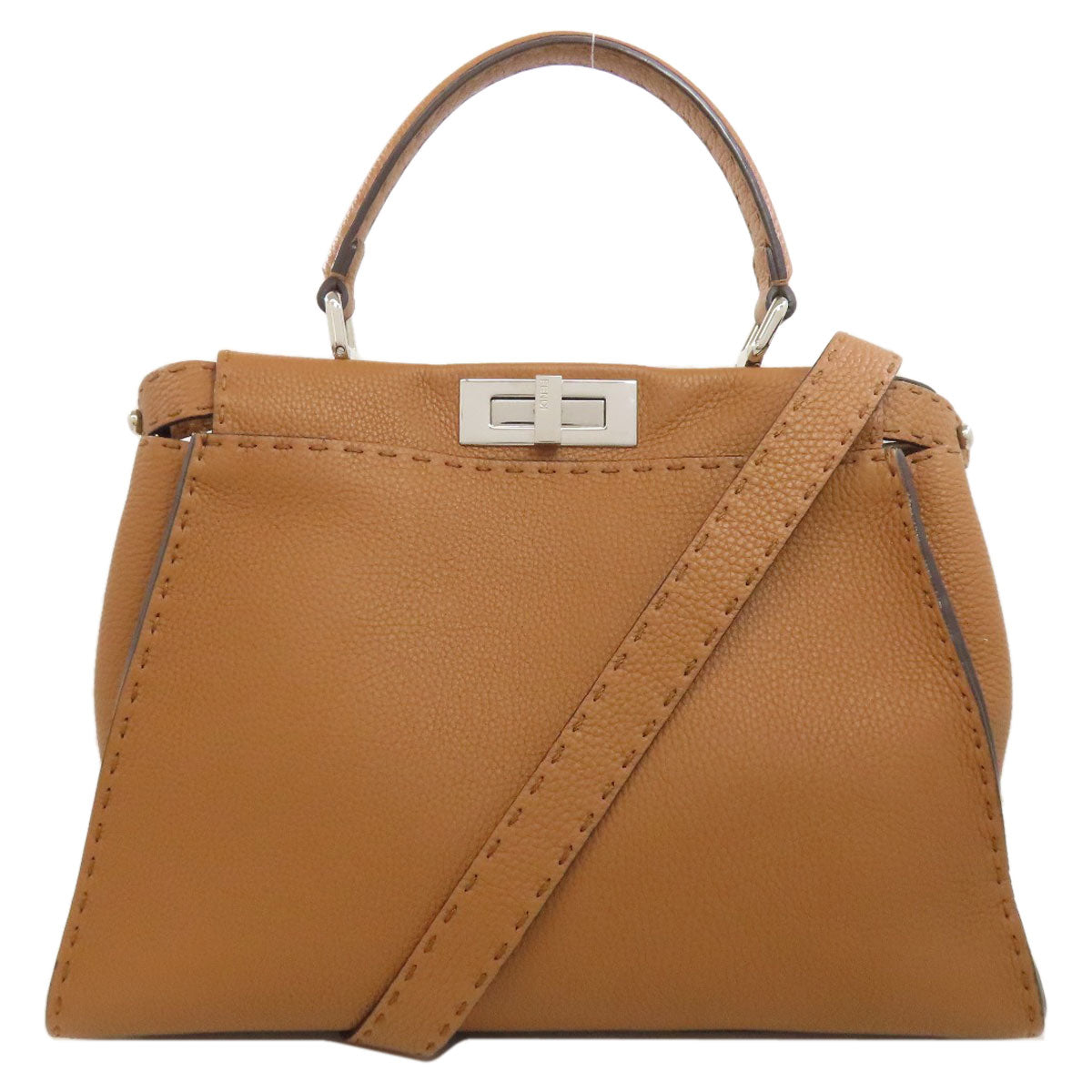 Fendi Handbag Calfskin Brown Peekaboo Celeria 2Way Women