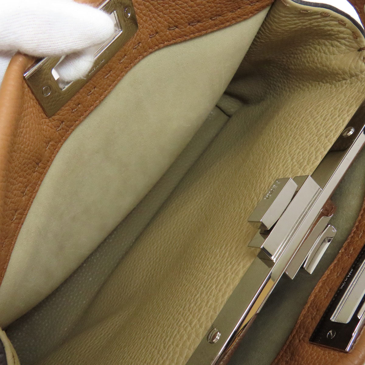 Fendi Handbag Calfskin Brown Peekaboo Celeria 2Way Women