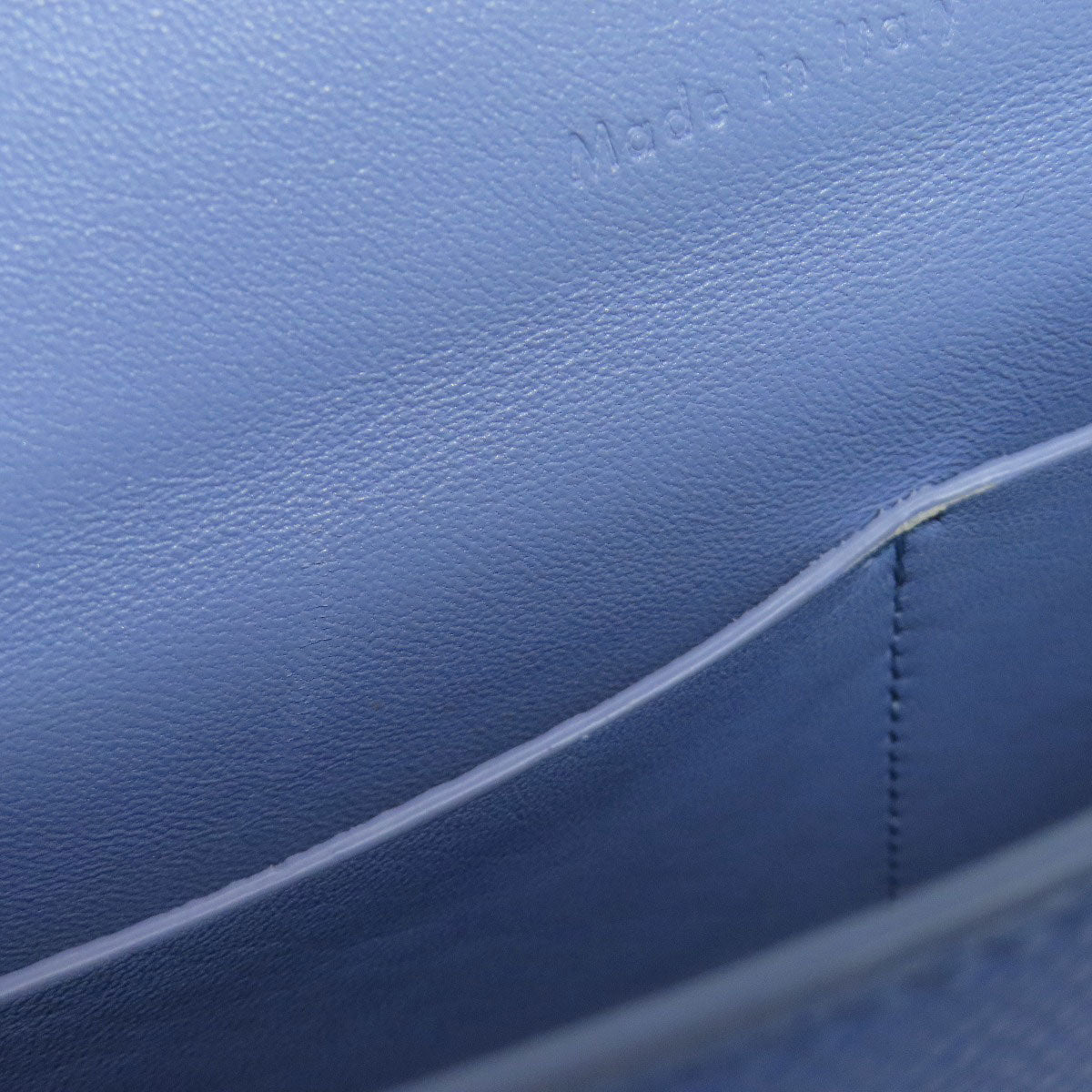 Celine Shoulder Bag Calfskin Light Blue Logo Women