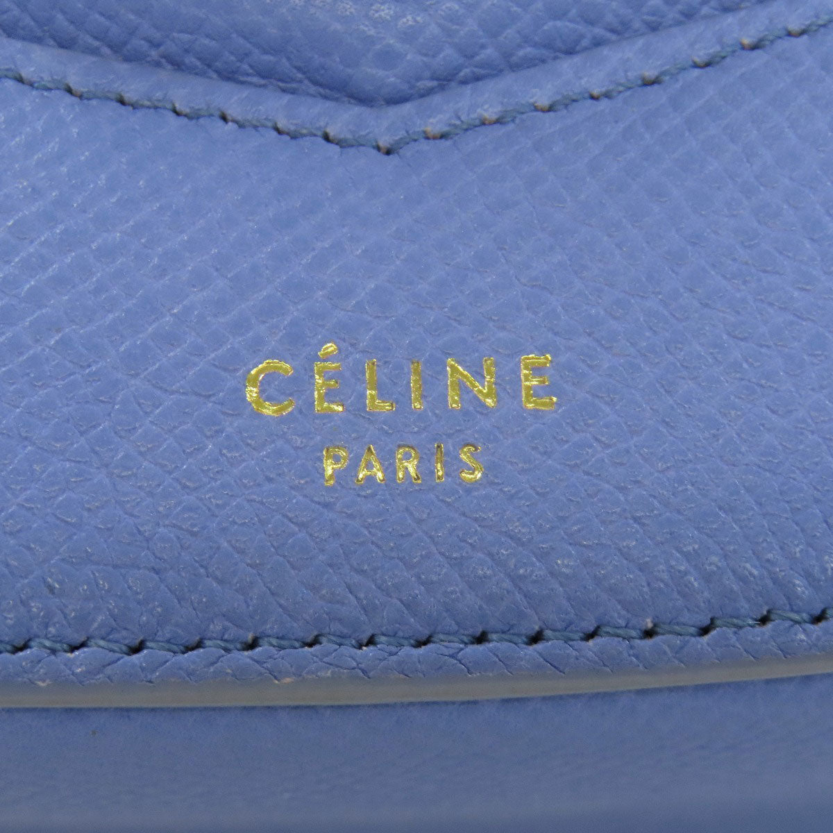 Celine Shoulder Bag Calfskin Light Blue Logo Women