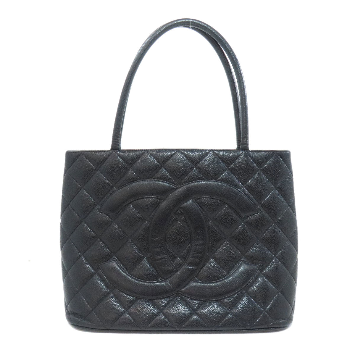 Chanel Tote Bag Grained Calfskin Skin Black Replica Tote Gold Metal Women