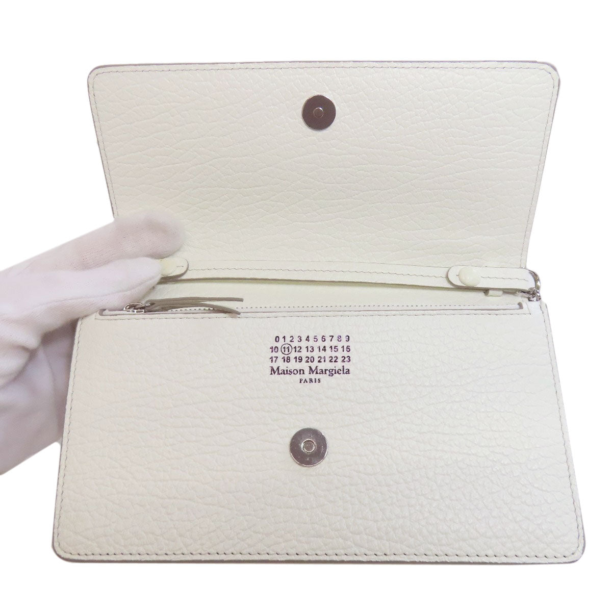 Maison Margiela Long Wallet Purse Leather White Chain Wallet Women
