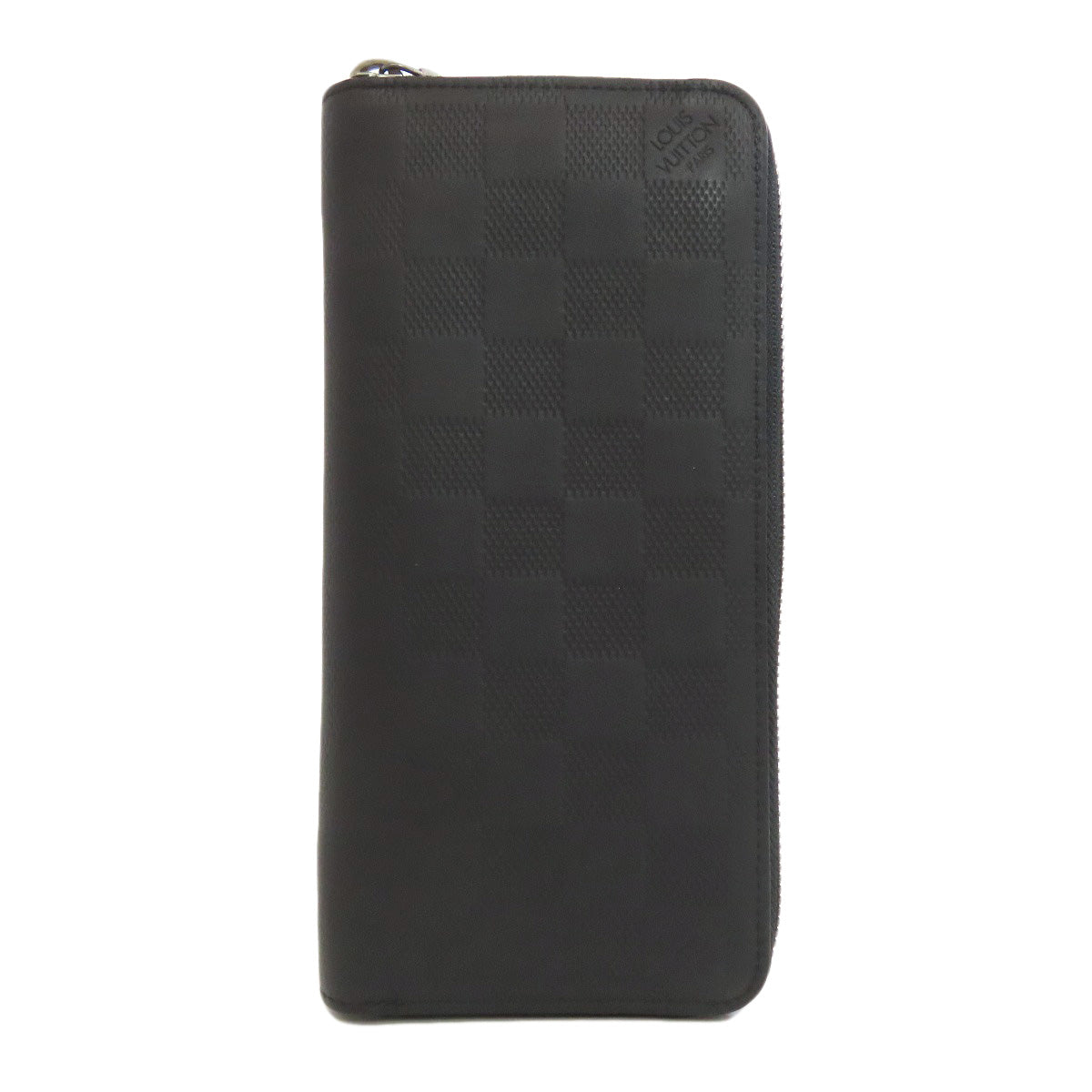 Louis Vuitton Long Wallet Purse N63548 Damier Anfini Black Zippy Wallet Vertical Mens