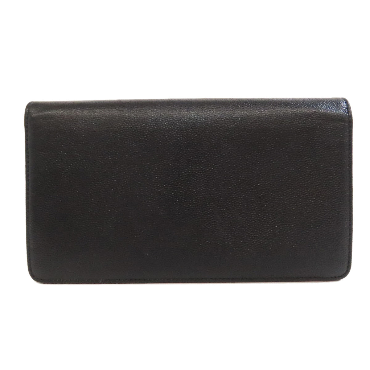 Chanel Long Wallet Purse Grained Calfskin Skin Black Coco Mark Silvermetal Women