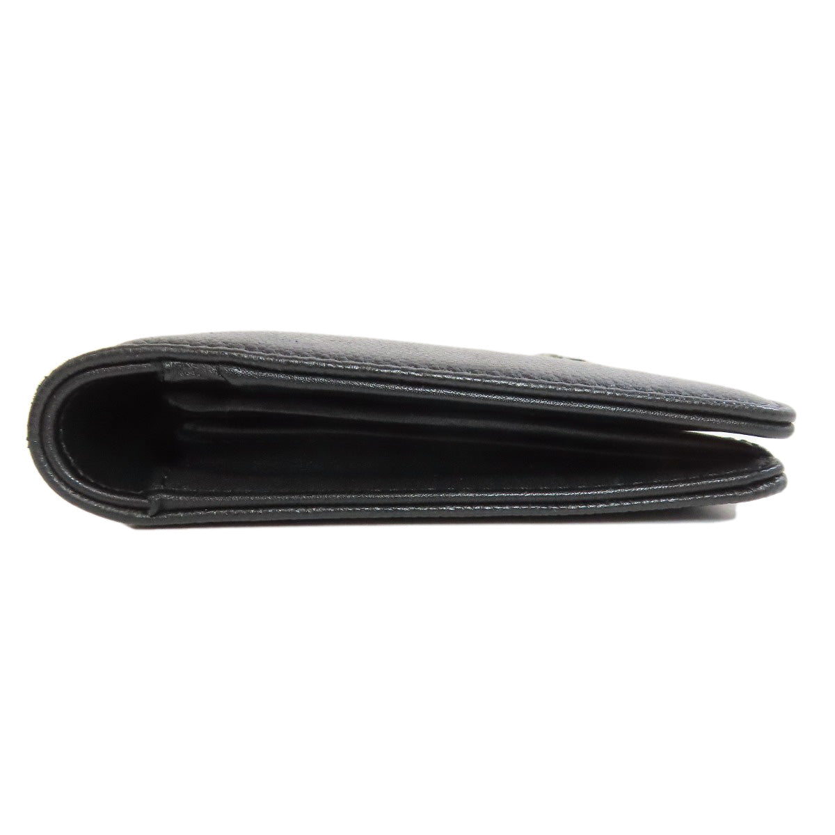 Chanel Long Wallet Purse Grained Calfskin Skin Black Coco Mark Silvermetal Women