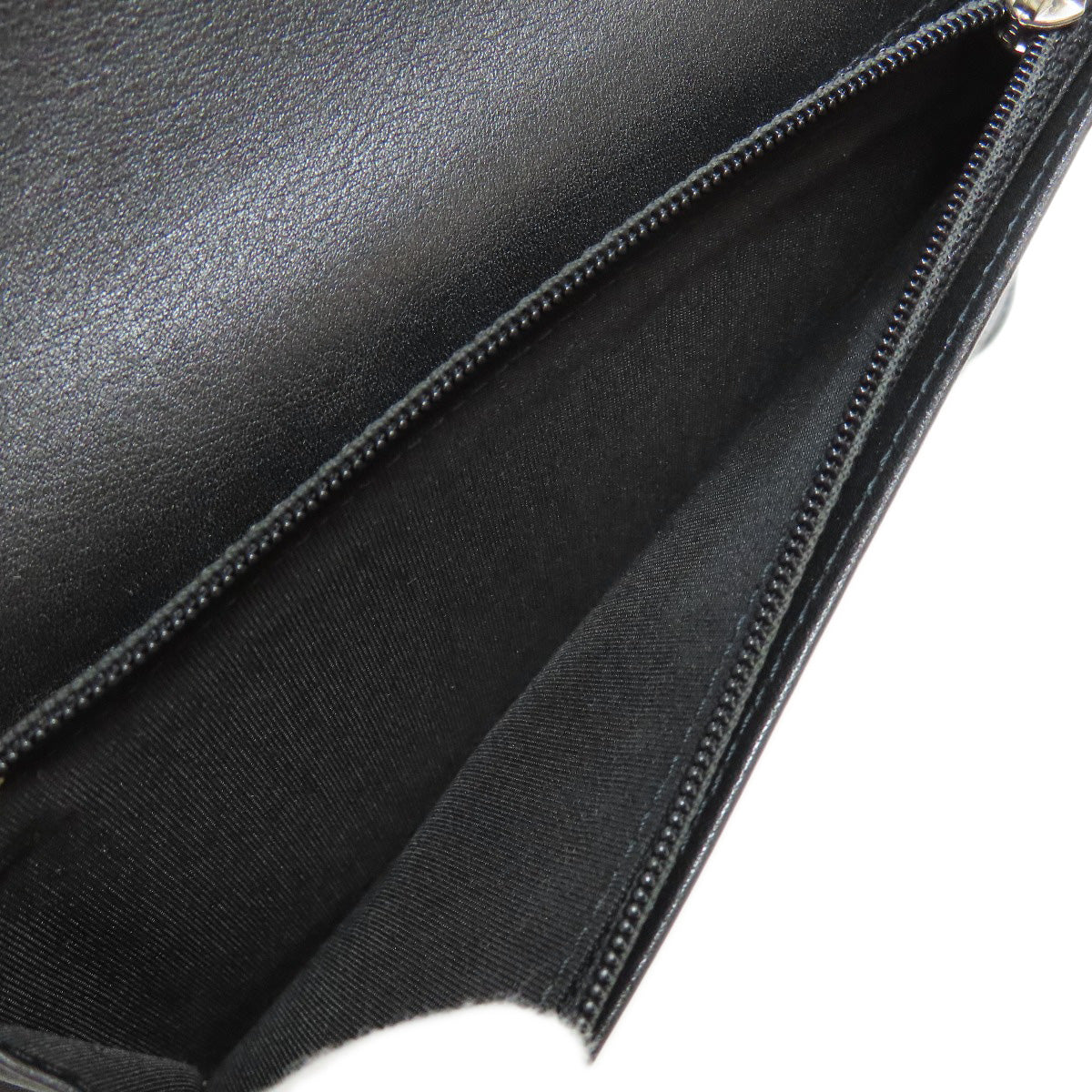 Chanel Long Wallet Purse Grained Calfskin Skin Black Coco Mark Silvermetal Women