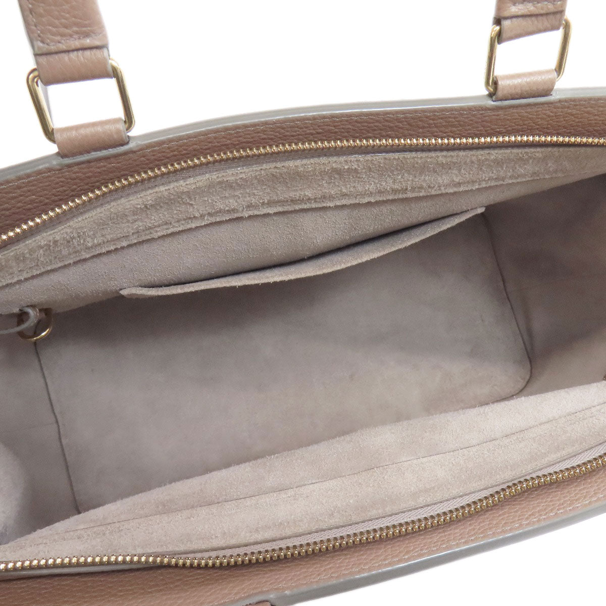 Celine Tote Bag Leather Beige Caba De France Medium 2Way Women