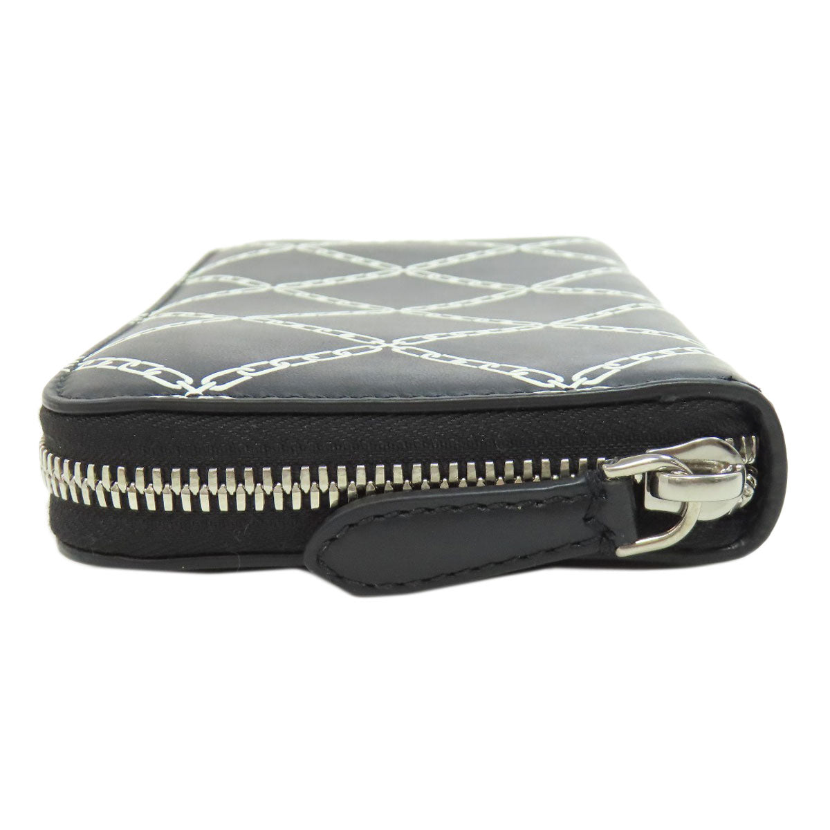 Burberry Long Wallet Purse Leather Black Chain Motif Women(Unisex)