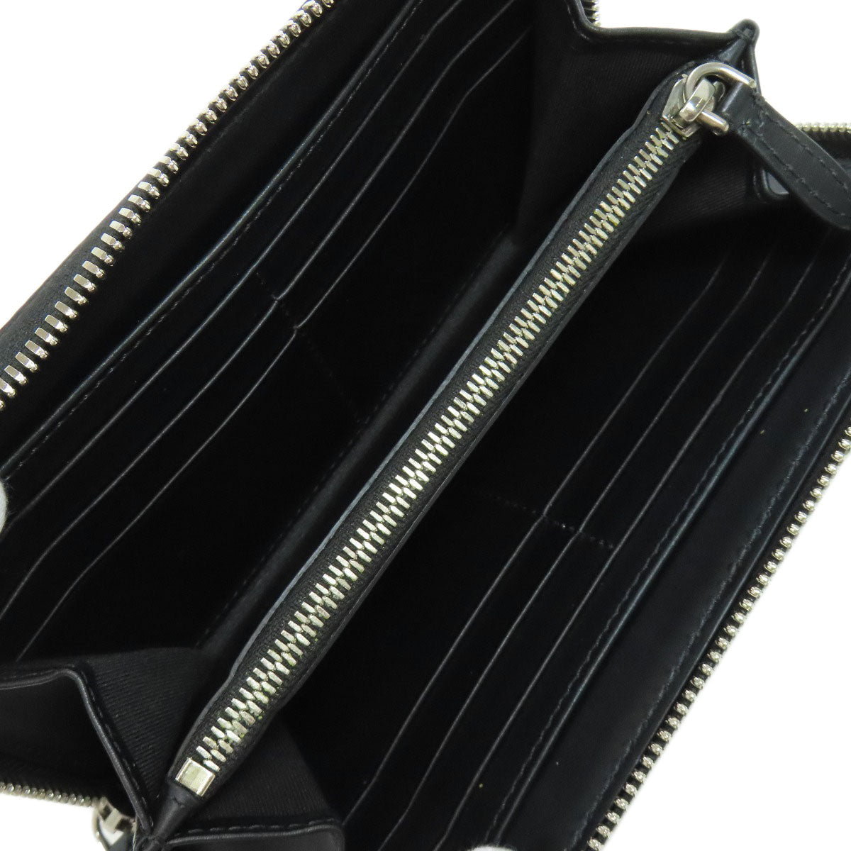 Burberry Long Wallet Purse Leather Black Chain Motif Women(Unisex)