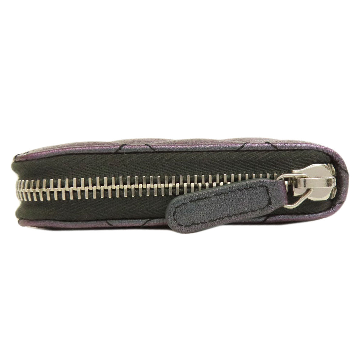 Chanel Long Wallet Purse Calfskin Purple Matelasse Coco Mark Silvermetal Women