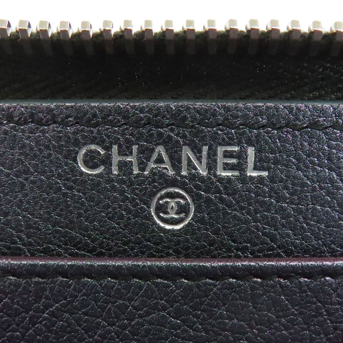 Chanel Long Wallet Purse Calfskin Purple Matelasse Coco Mark Silvermetal Women
