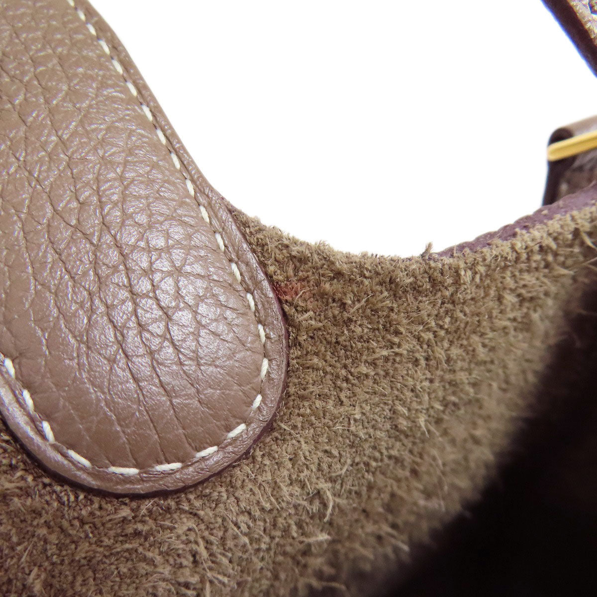 Hermes Handbag Taurillon Clemence Beige Picotin Lock Pm Gold Metal Women