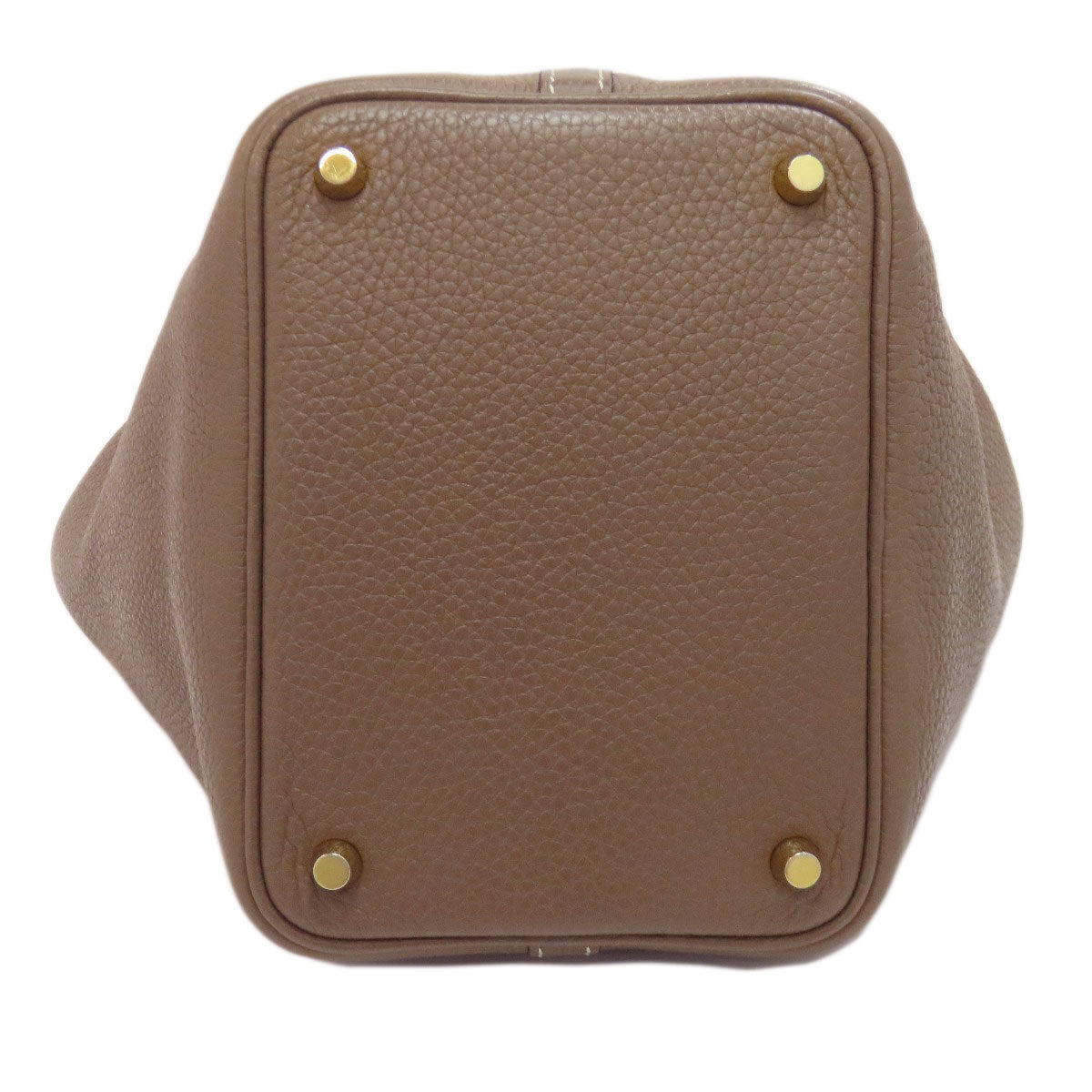 Hermes Handbag Taurillon Clemence Beige Picotin Lock Pm Gold Metal Women