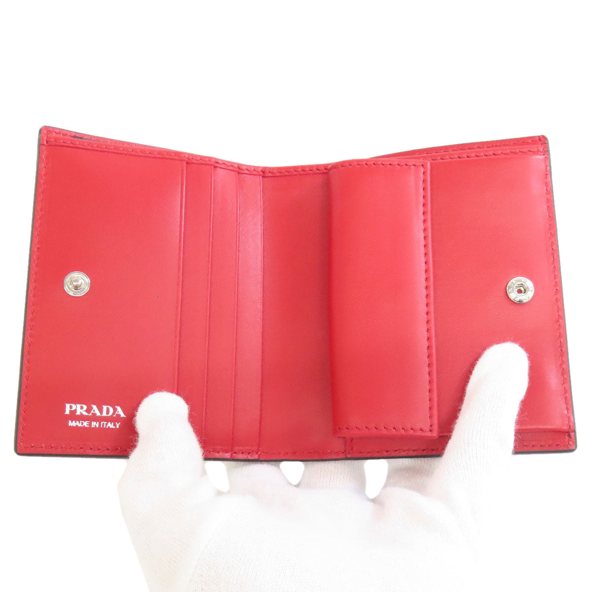 Prada Bifold Wallet 1Mv204 Safiano Black Monkey Print Women