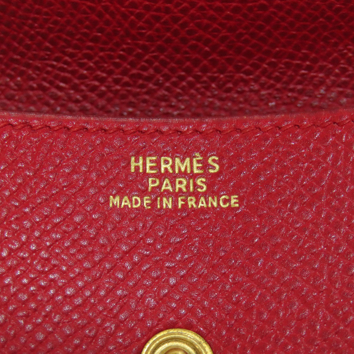 Hermes Coin Case Shave Red Le Vingtquatre Gold Metal Women