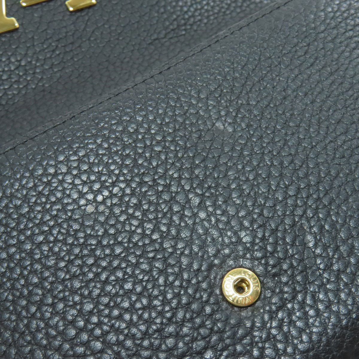Louis Vuitton Long Wallet Purse M61248 Taurillon Clemence Black Portefeuille Capsine Women
