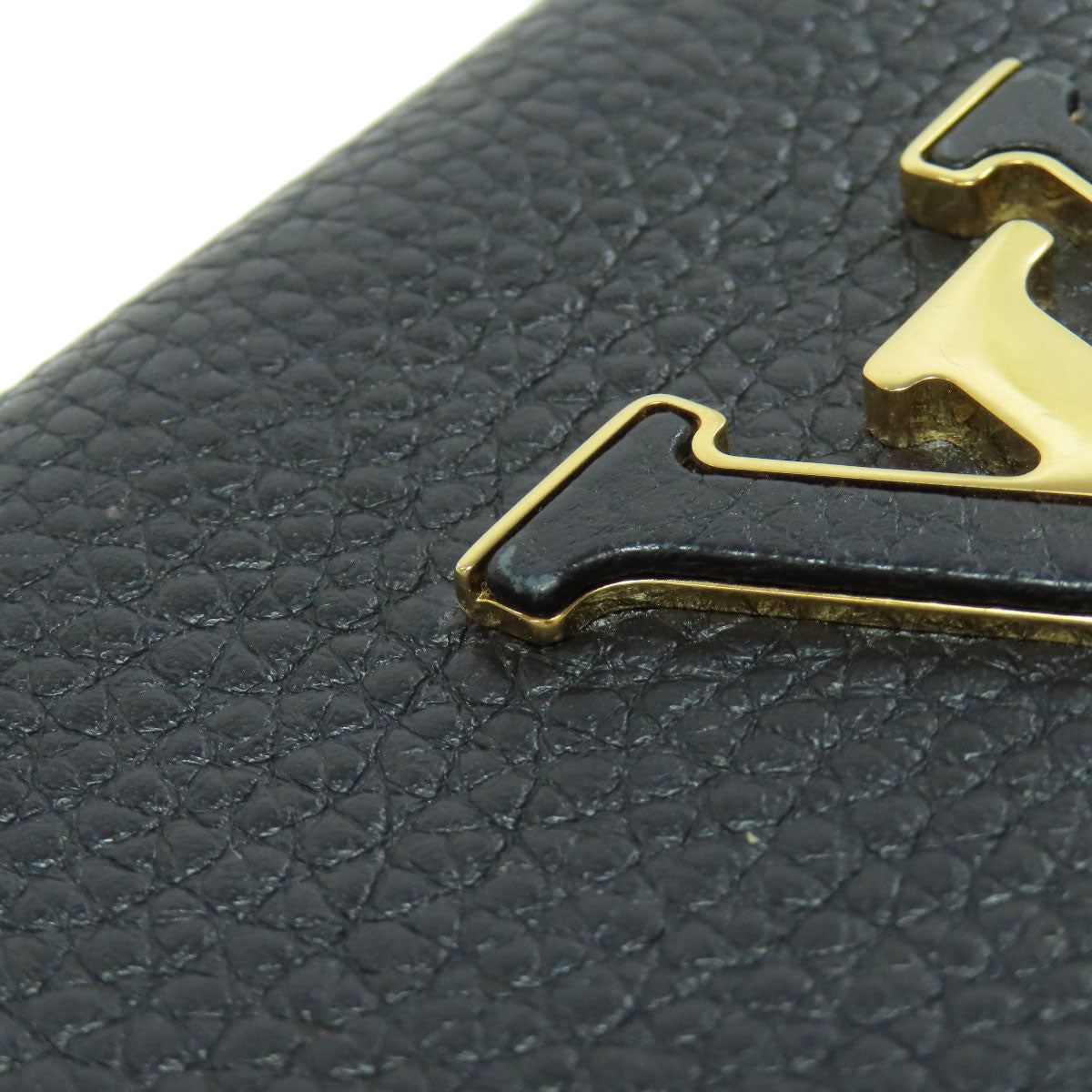 Louis Vuitton Long Wallet Purse M61248 Taurillon Clemence Black Portefeuille Capsine Women