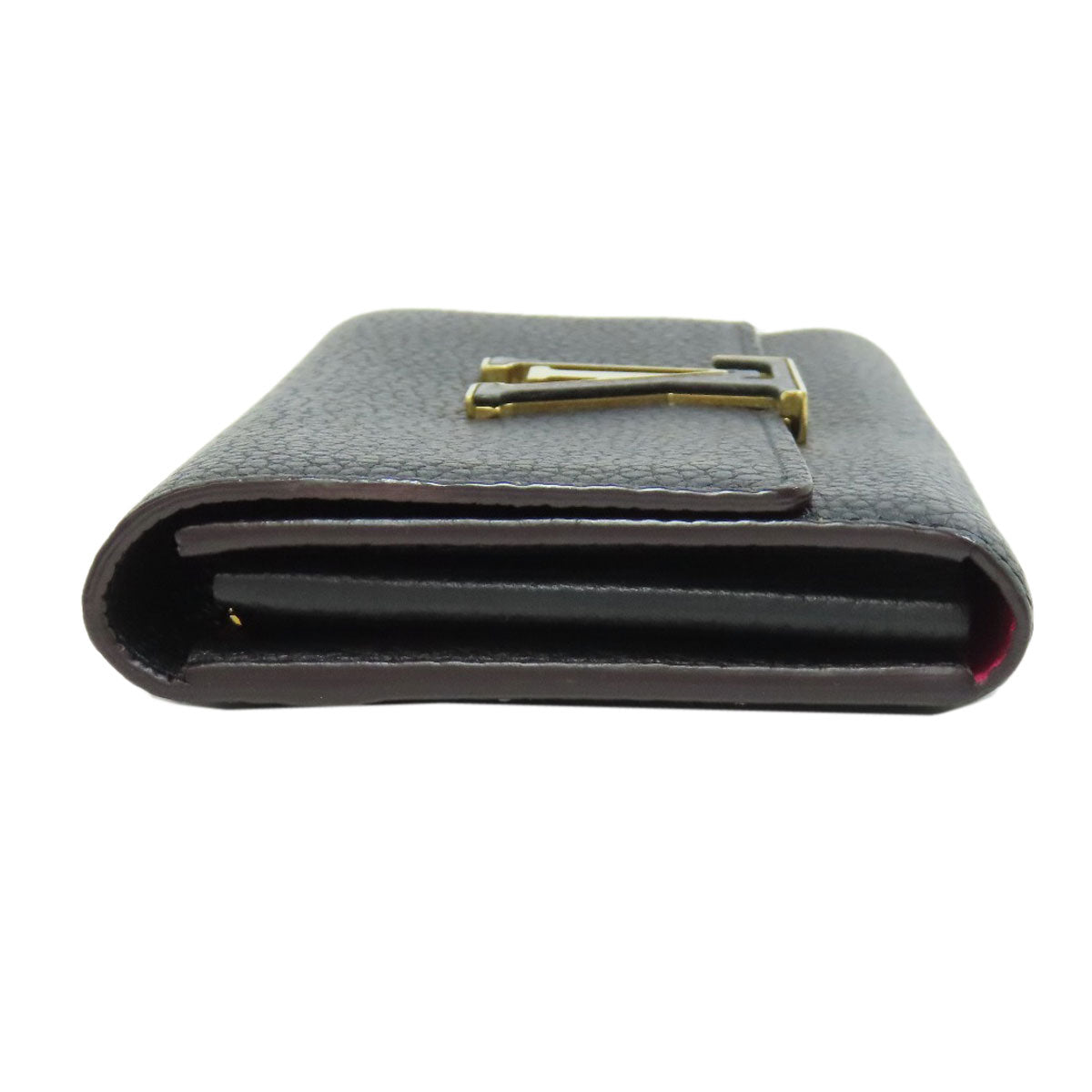 Louis Vuitton Long Wallet Purse M61248 Taurillon Clemence Black Portefeuille Capsine Women