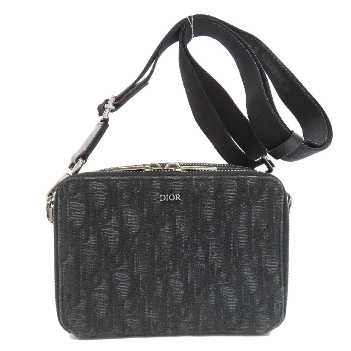 Christian Dior Shoulder Bag Canvas Black Oblique Women