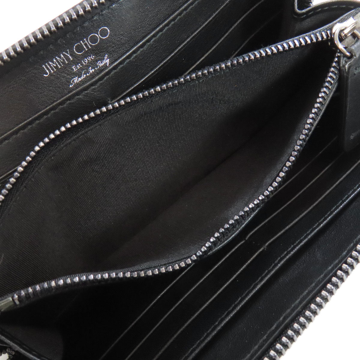 Jimmy Choo Long Wallet Purse Leather Navy Star Motif Studs Women
