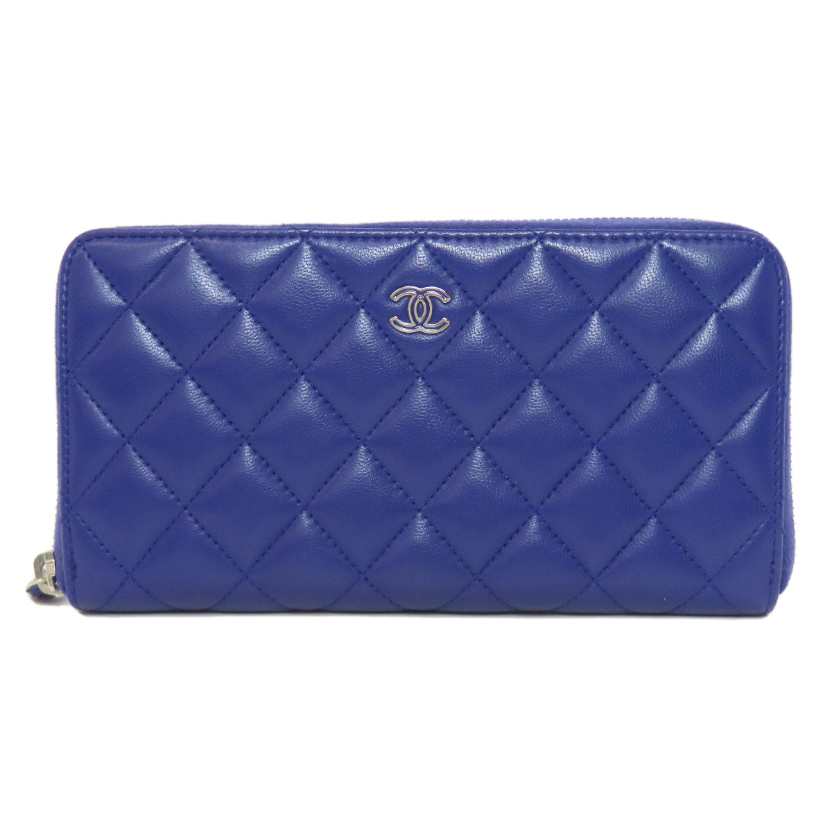 Chanel Long Wallet Purse Lambskin Purple Matelasse Coco Mark Silvermetal Women