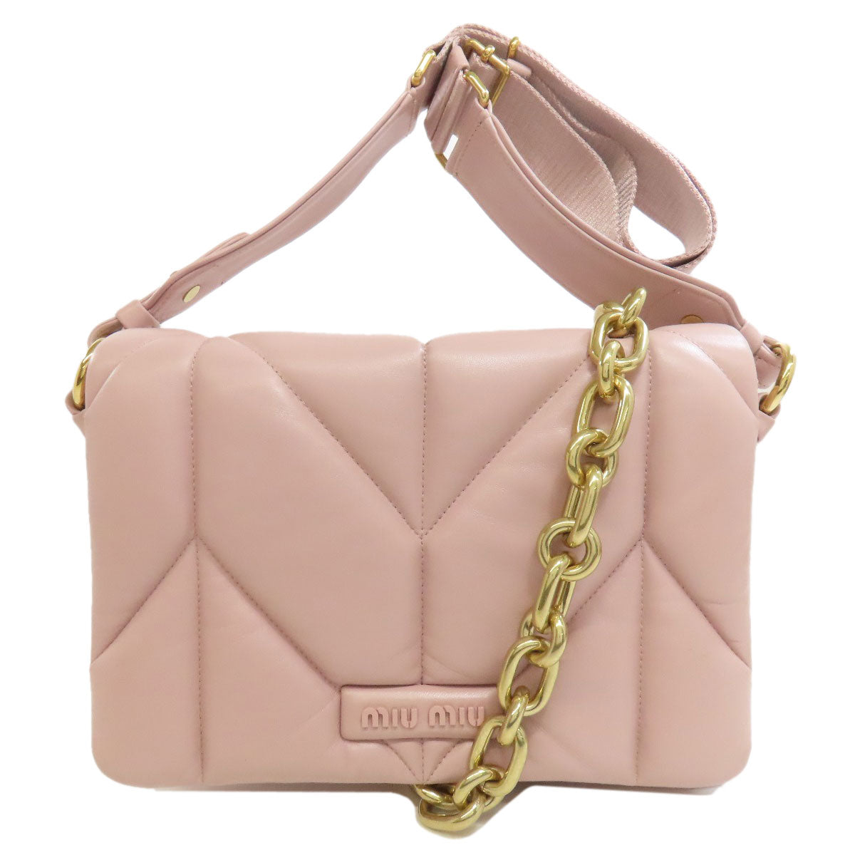 Miumiu Shoulder Bag Calfskin Pink 2Way Women