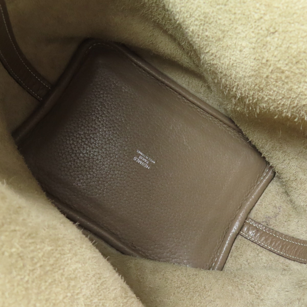 Hermes Handbag Taurillon Clemence Beige Picotin Lock Pm Etoupe Silvermetal Women