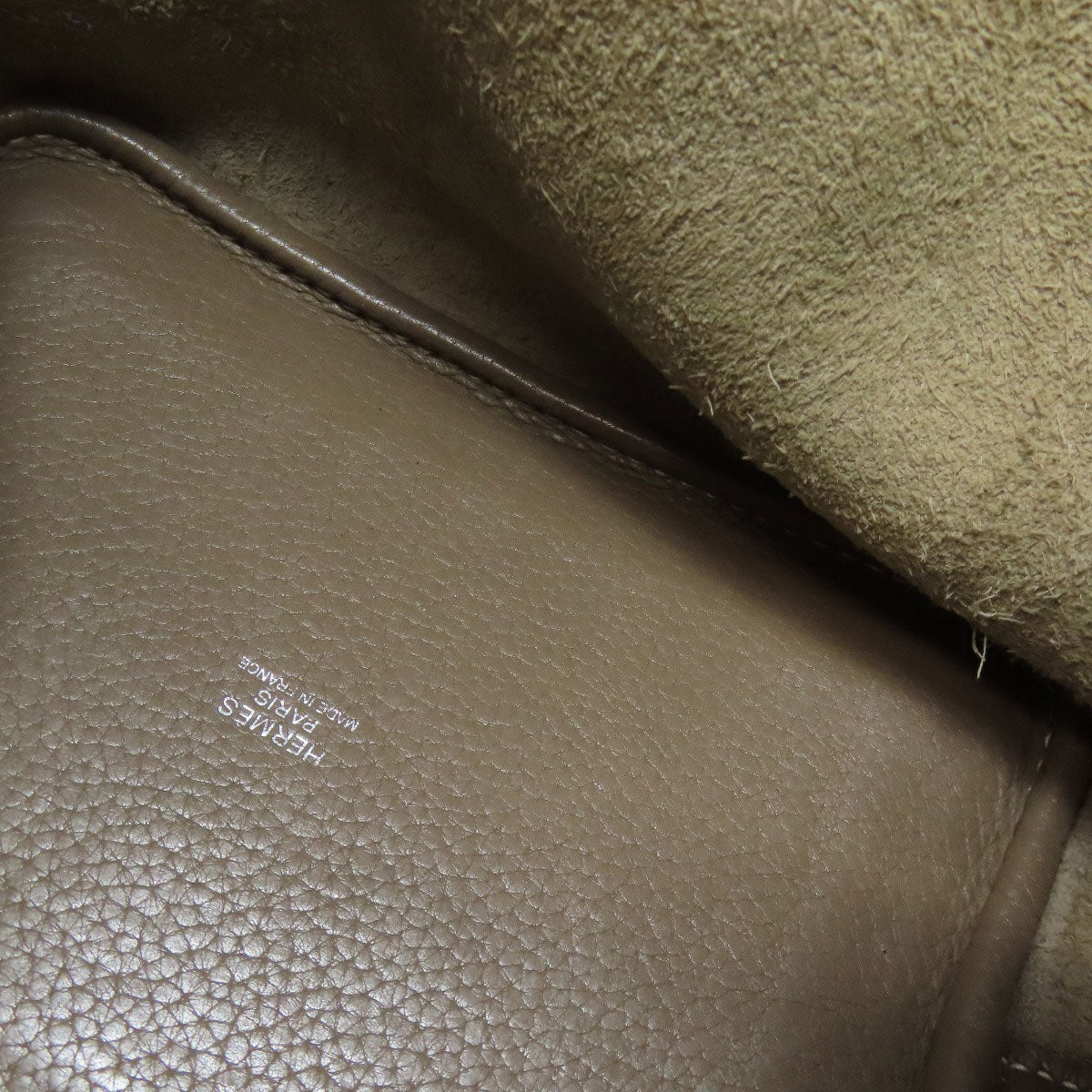 Hermes Handbag Taurillon Clemence Beige Picotin Lock Pm Etoupe Silvermetal Women