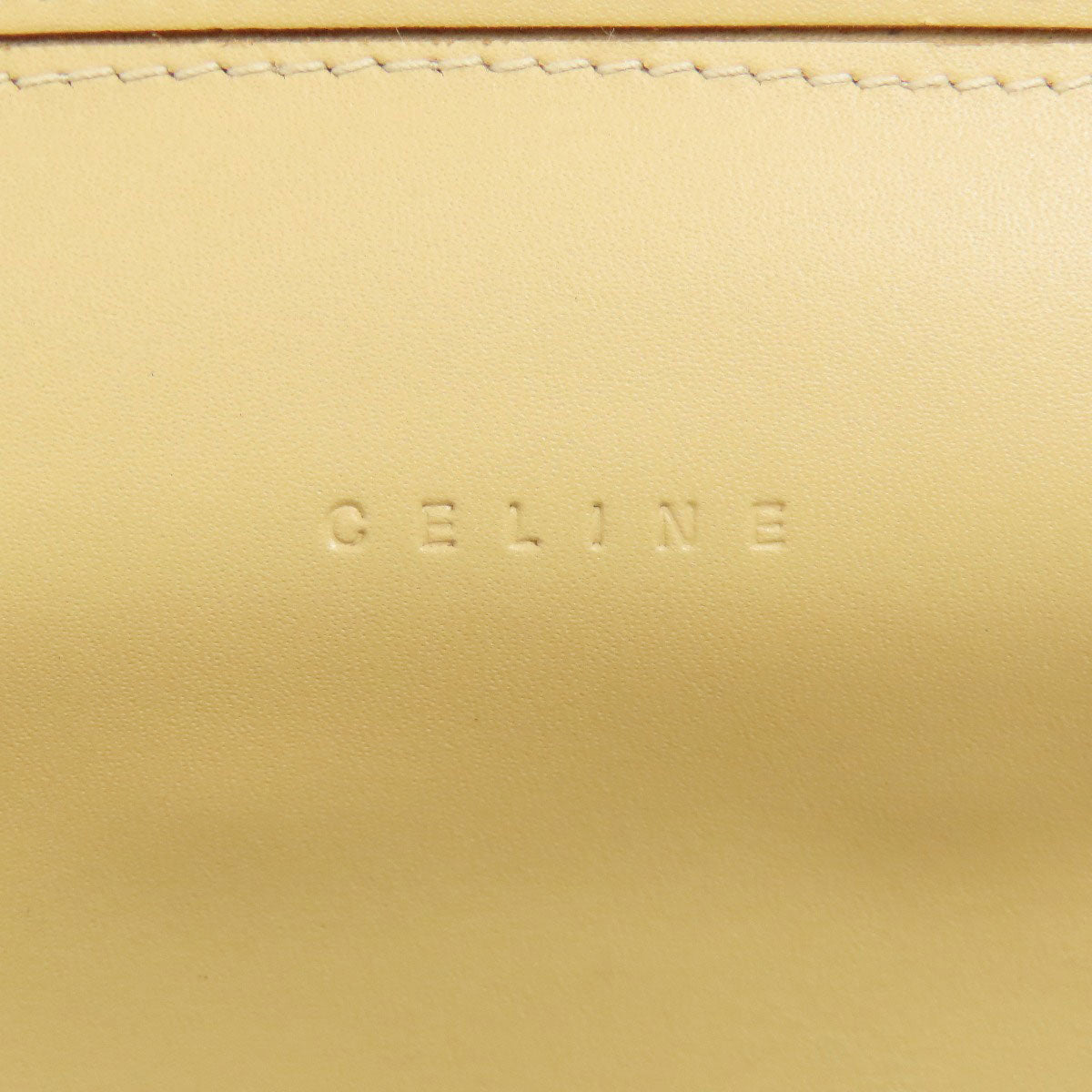 Celine Long Wallet Purse Leather Beige Logo Women