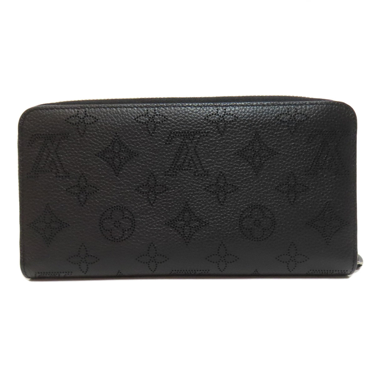 Louis Vuitton Long Wallet Purse M61867 Mahina Leather Black Zippy Wallet Women