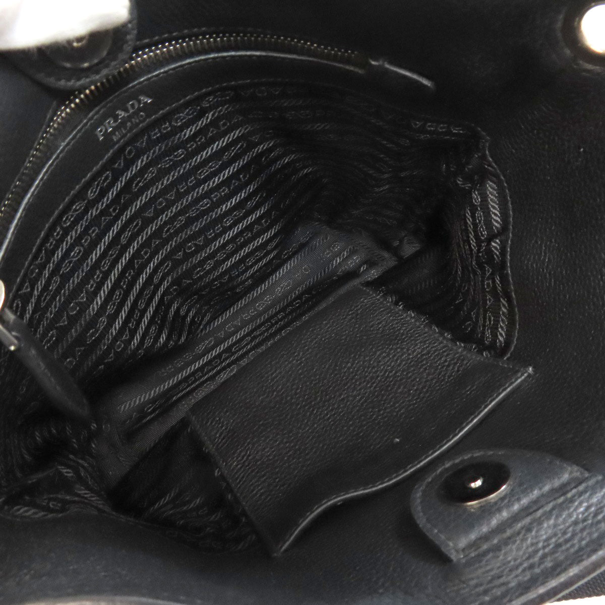 Prada Shoulder Bag Calfskin Black Logo Women