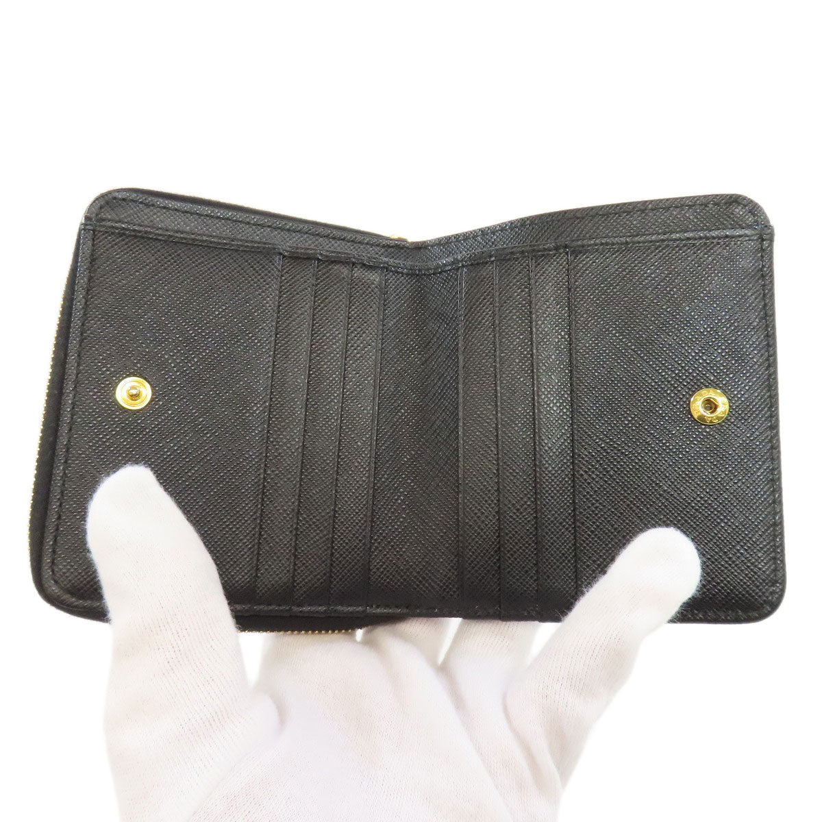 Prada Bifold Wallet 1Ml036 Safiano Black Logo Women