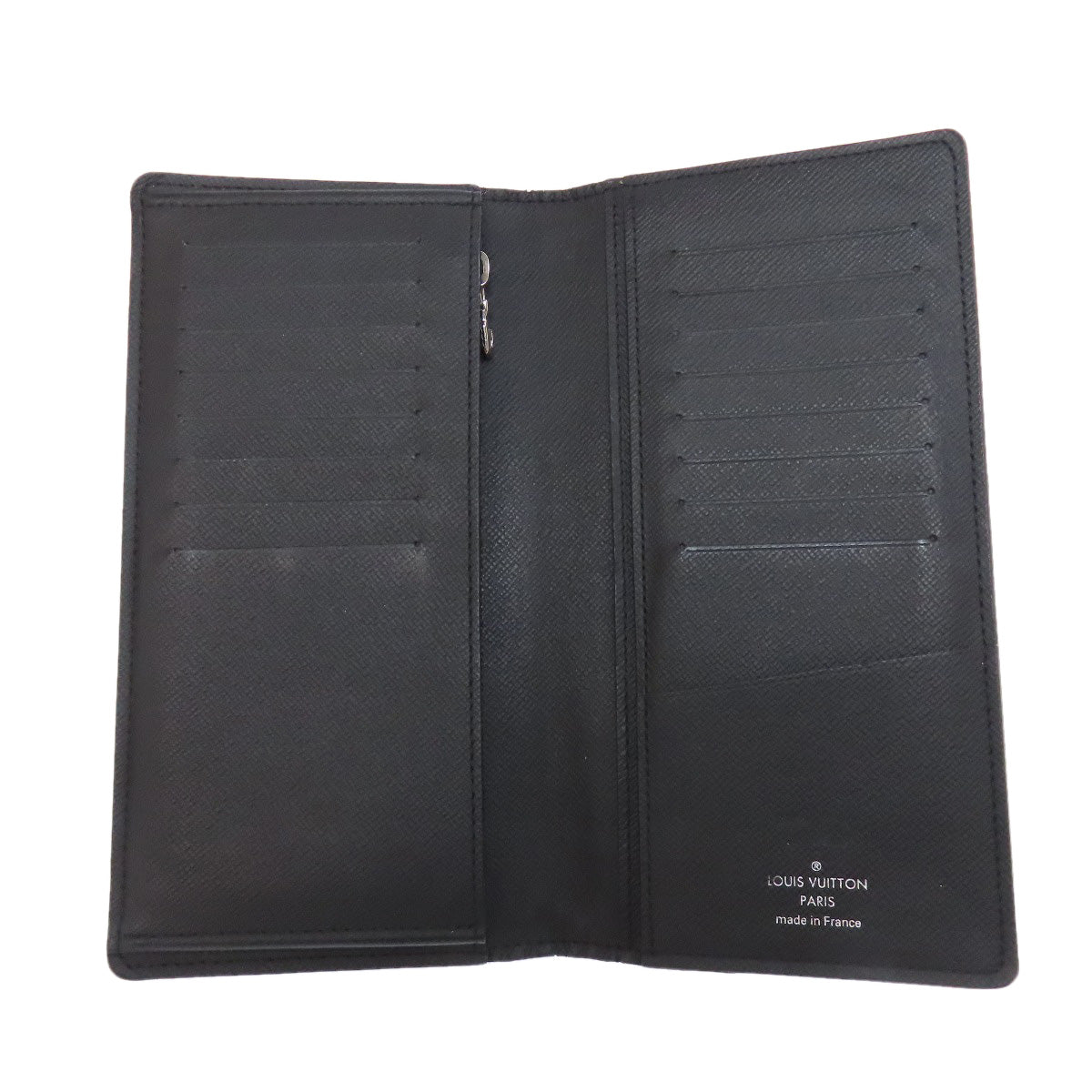 Louis Vuitton Long Wallet Purse M32654 Taiga Leather Black Portefeuilleebrazza Former Mens