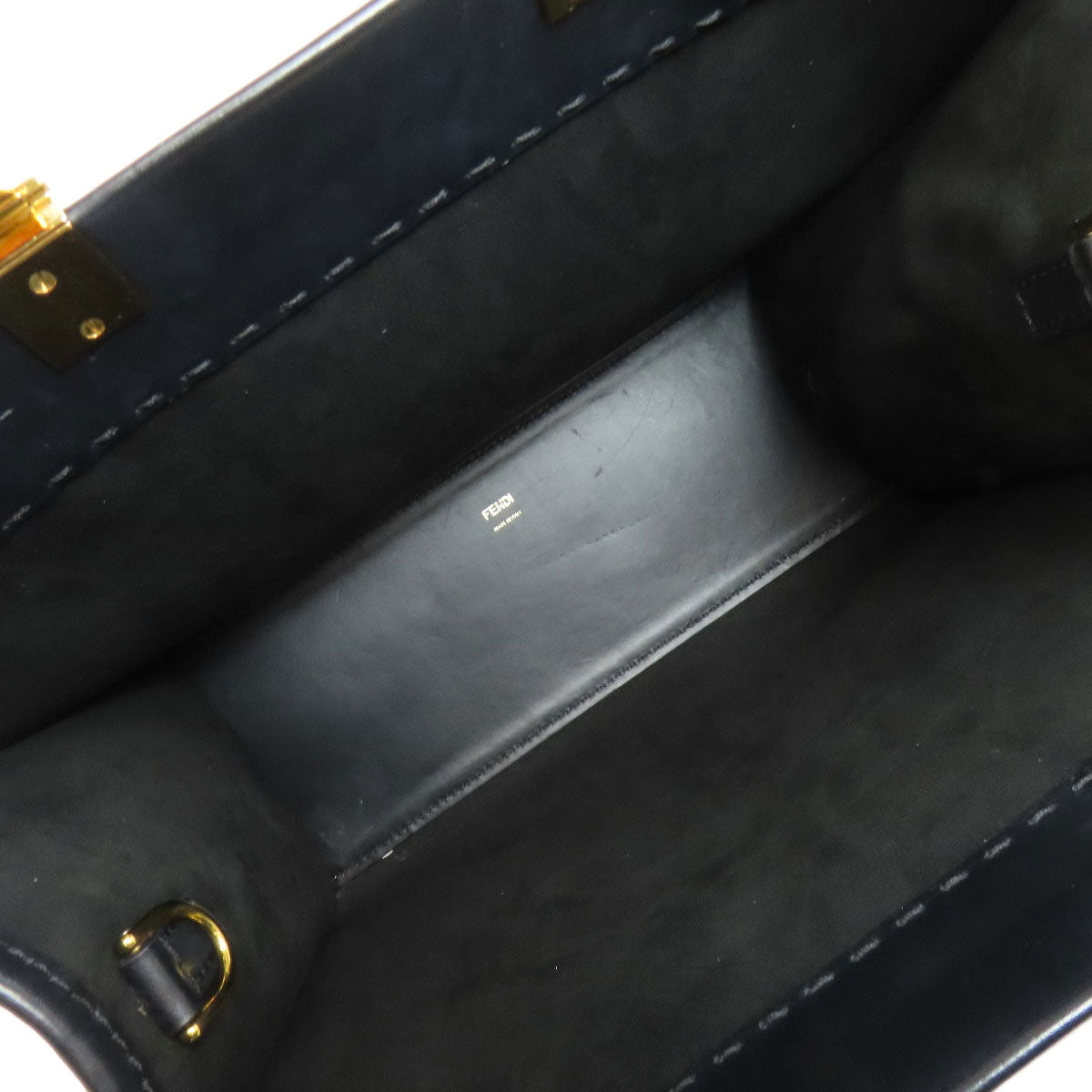 Fendi Handbag Calfskin Black Sunshine Medium 2Way Women