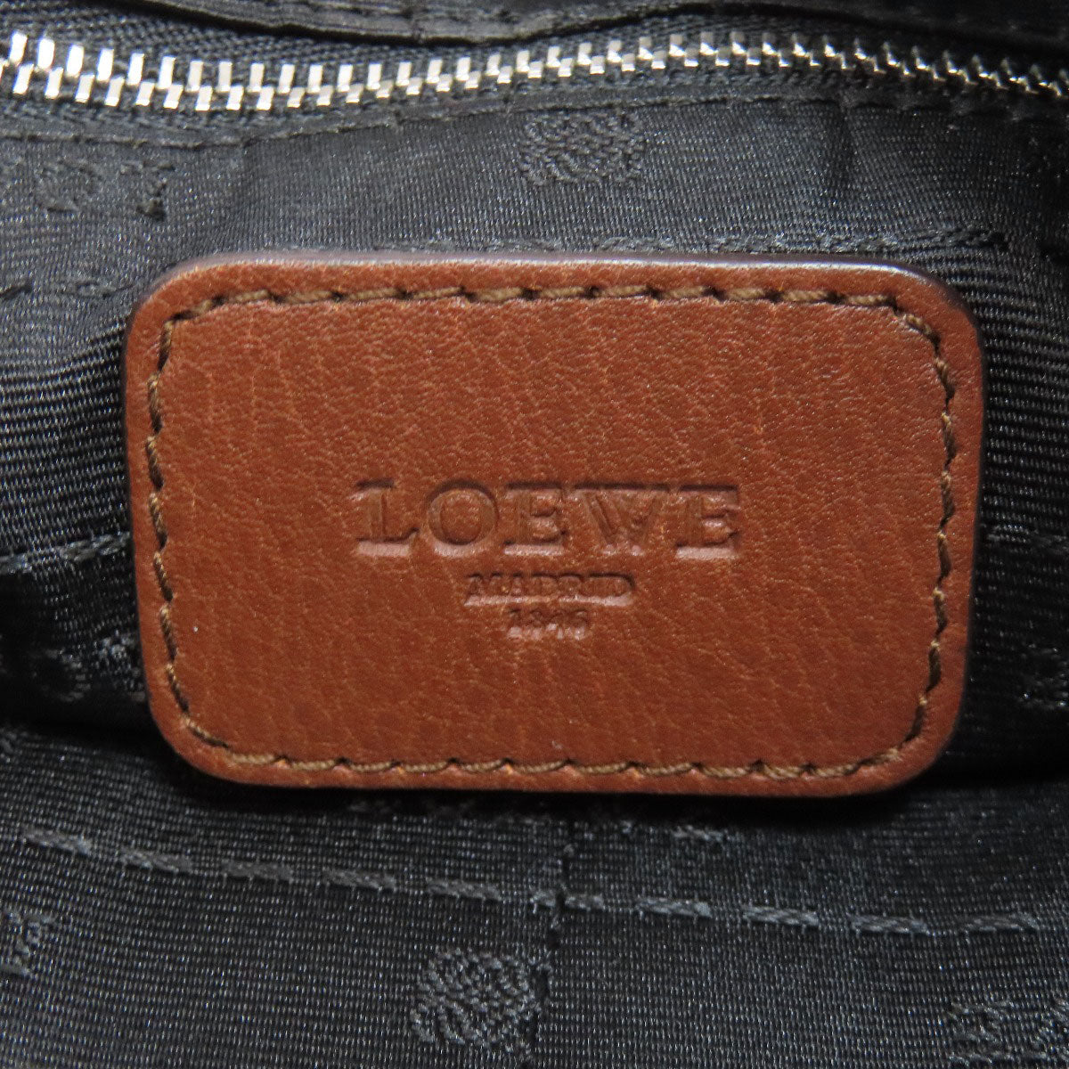 Loewe Shoulder Bag Calfskin Brown Logo Women
