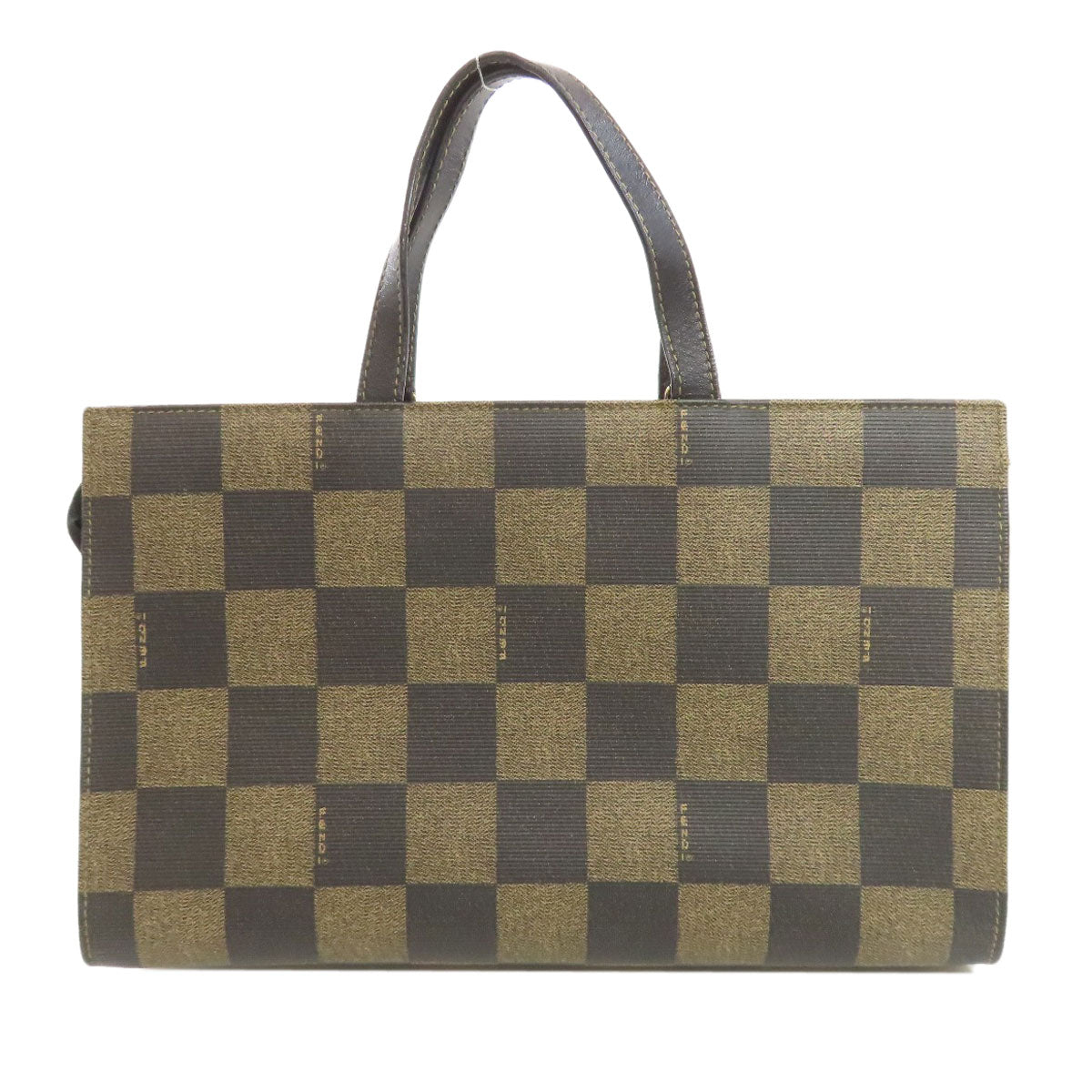 Fendi Handbag Pvc Brown Checkered Pattern 2Way