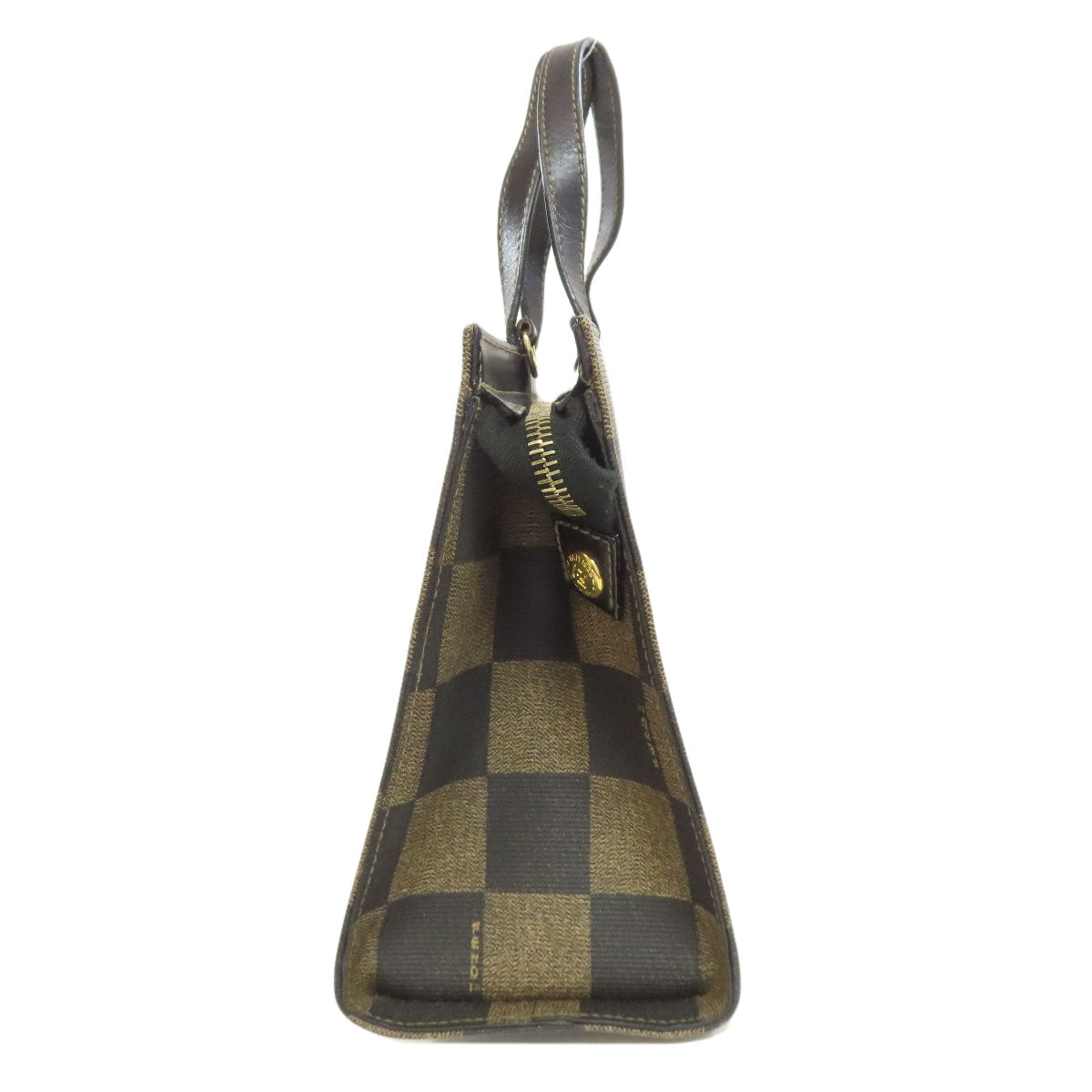 Fendi Handbag Pvc Brown Checkered Pattern 2Way