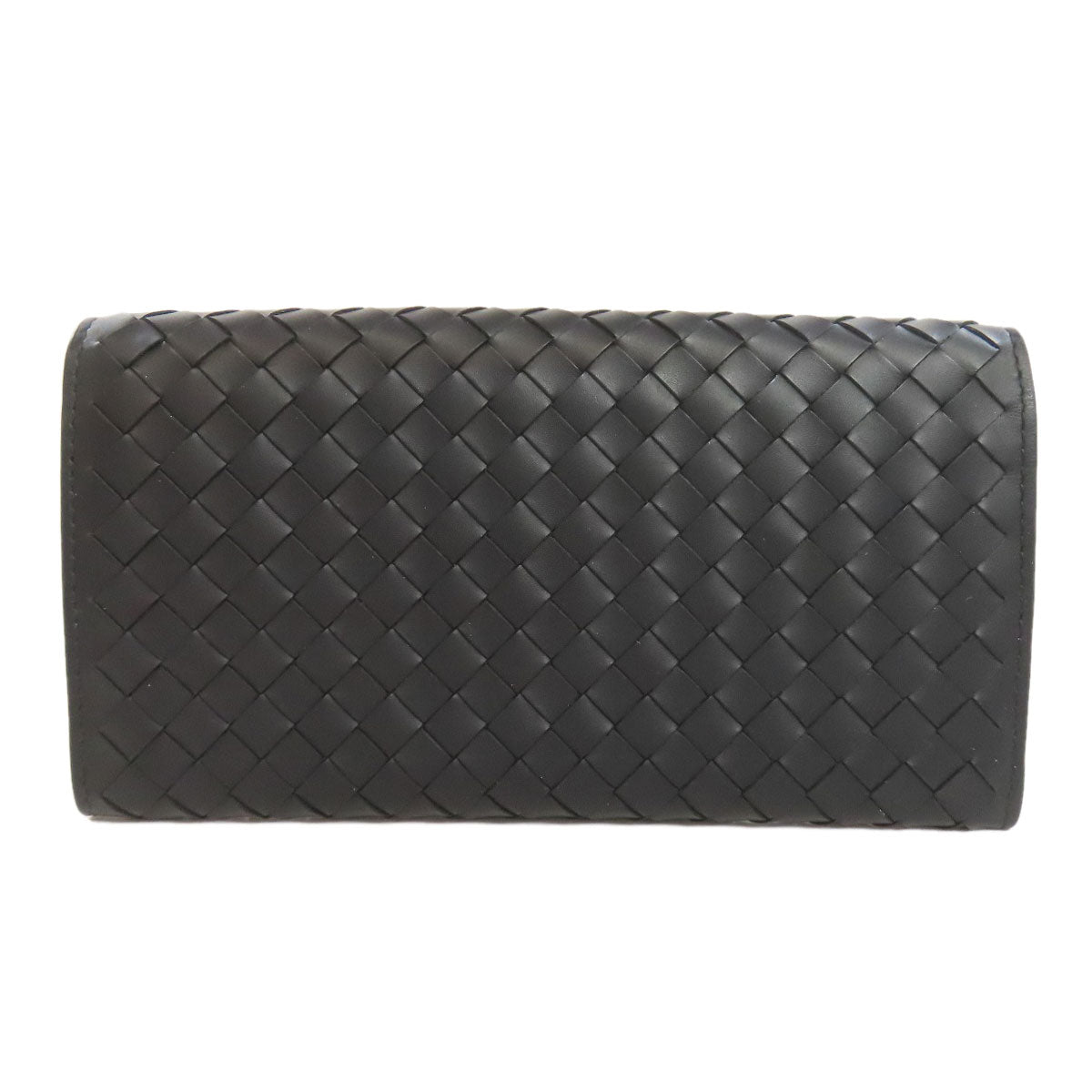 Bottegaveneta Long Wallet Purse Calfskin Black Intrecciato Women